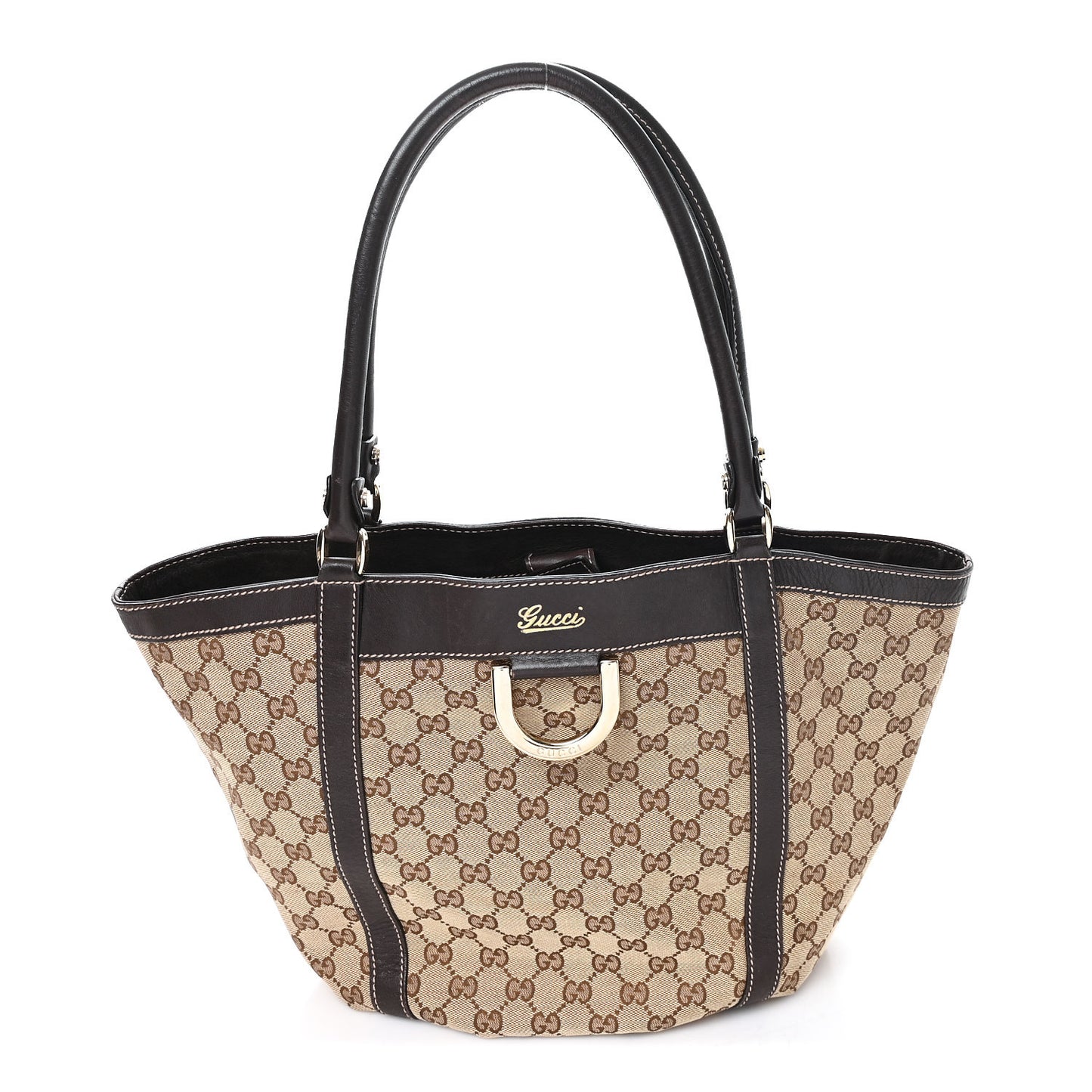 Monogram Medium D Gold Tote Bag Brown