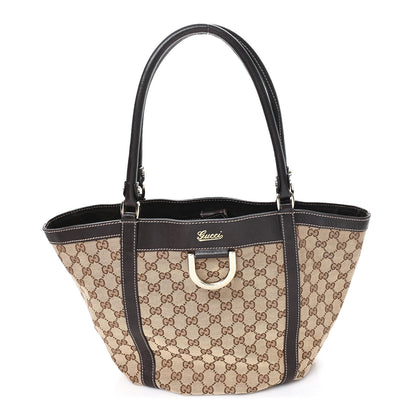 Gucci Monogram Medium D Gold Tote Bag Brown 1 of 10