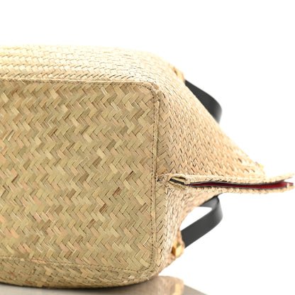 Valentino Garavani Raffia Medium Vlogo Escape Shopper Natural Black Rouge 10 of 10
