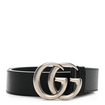 Gucci Textured Dollar Calfskin Nickel Double G 40mm Belt 95 38 Black 1 of 5