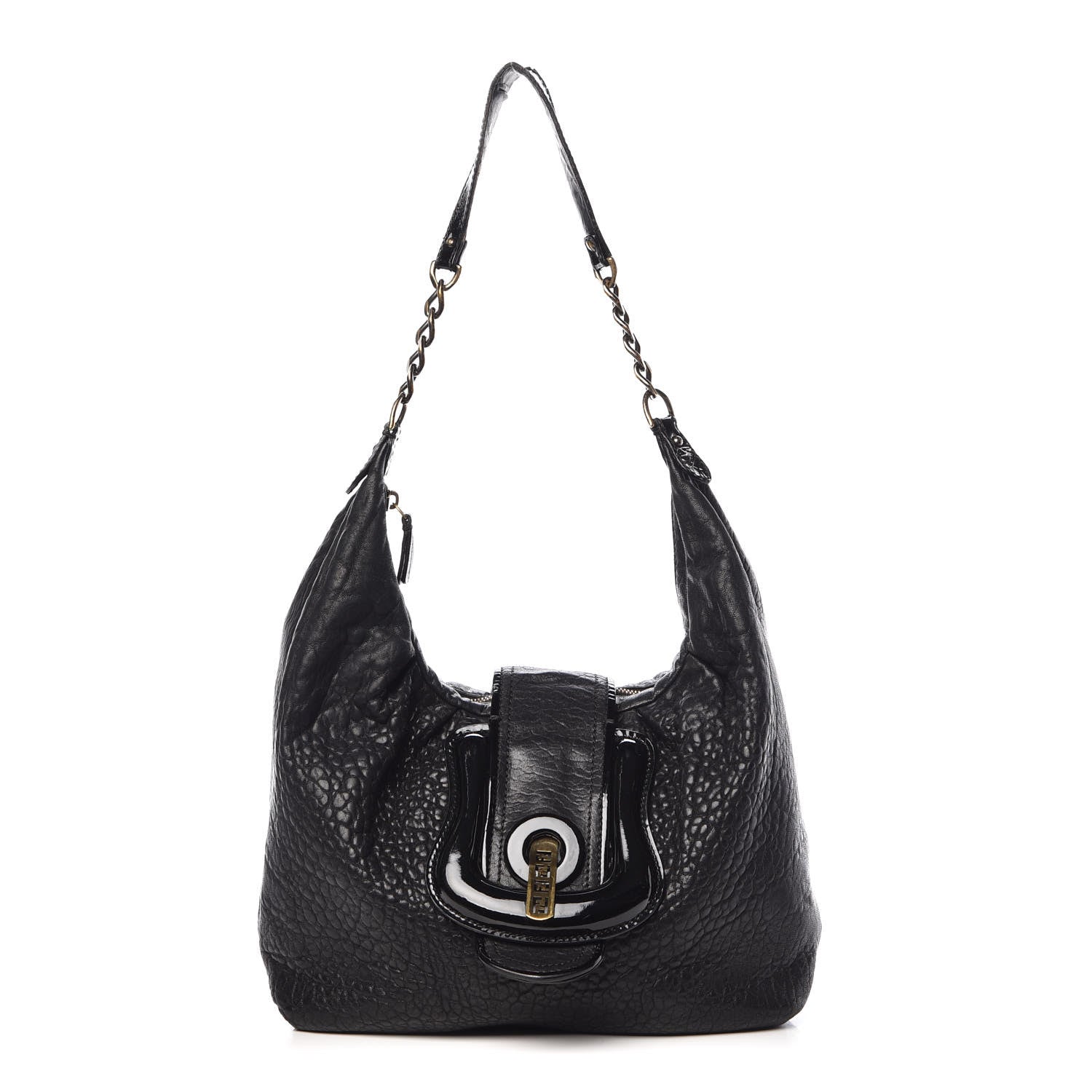 Fendi Nappa Patent B Buckle Hobo Black 1 of 23