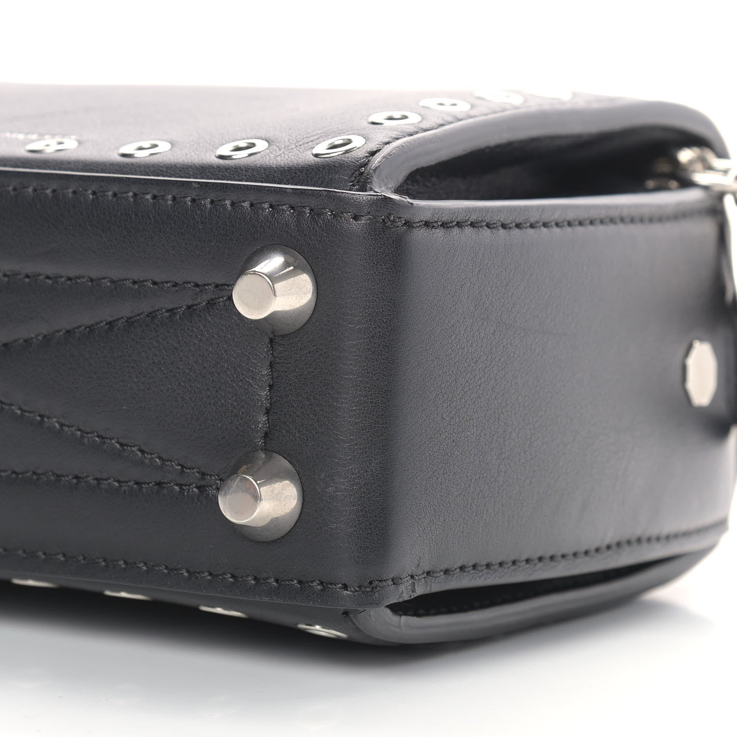 Alexander McQueen Fine Grain Goatskin Perforated Box Shoulder Bag 16 Black 10 of 11