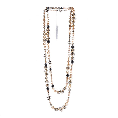 Chanel Painted Pearl CC Coco Long Necklace Black Gold 3 of 6