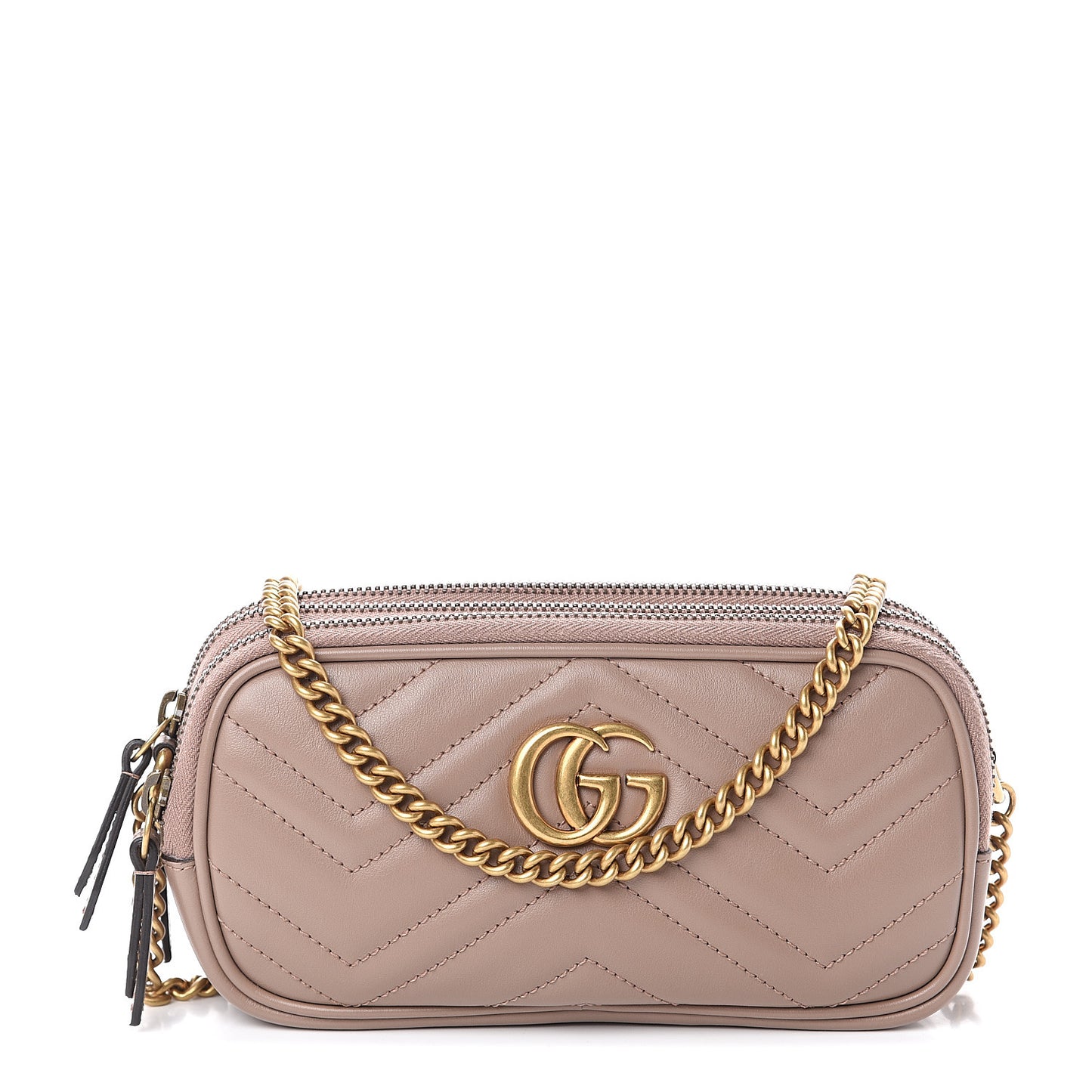 Calfskin Matelasse Mini GG Marmont Chain Crossbody Bag Porcelain Rose