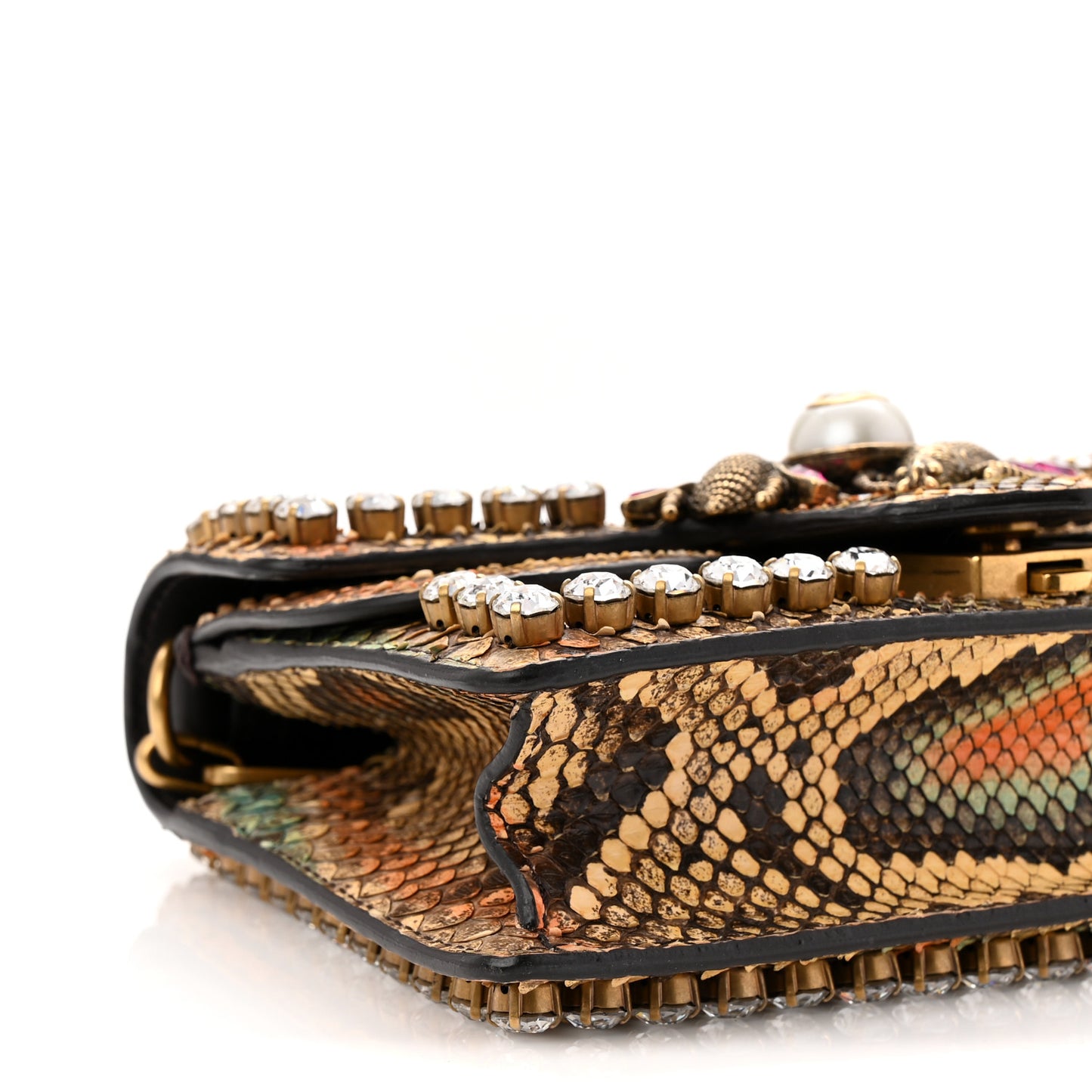 Python Crystal Mini Bee Broadway Shoulder Bag  Gold Cloud Butter Ivory Paradise Cloud