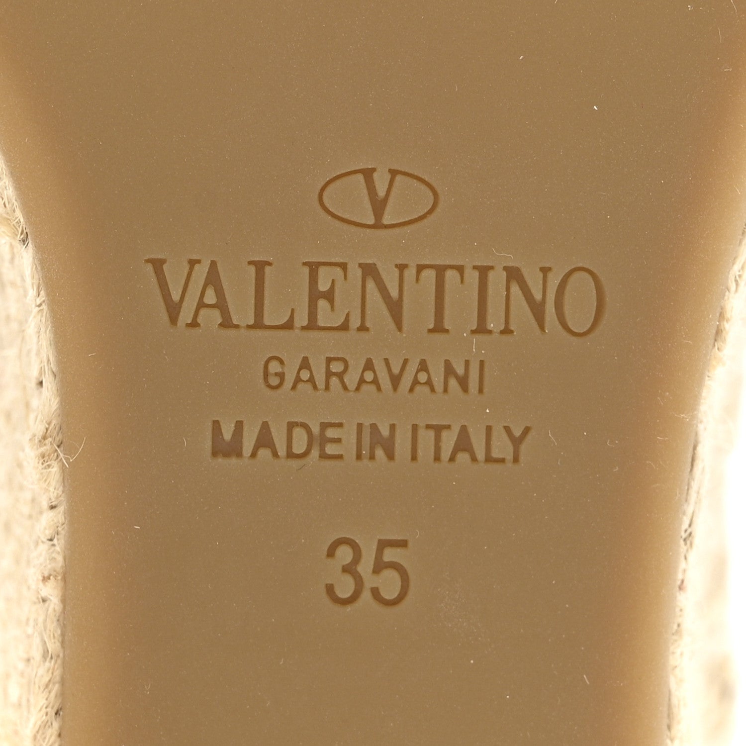 Valentino Garavani Grained Calfskin Rockstud Ankle Strap Espadrille 15/105mm Wedge Sandals 35 Poudre Natural 8 of 12