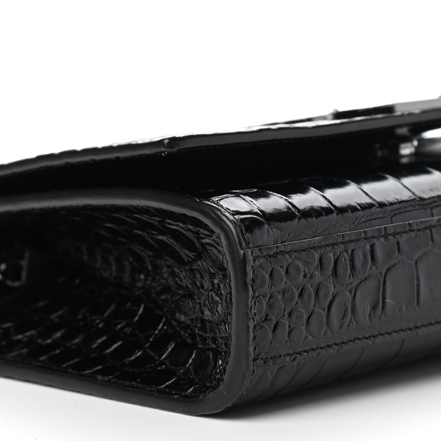 Saint Laurent Patent Crocodile Embossed Small Classic Monogram Satchel Black 8 of 9
