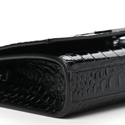 Saint Laurent Patent Crocodile Embossed Small Classic Monogram Satchel Black 8 of 9