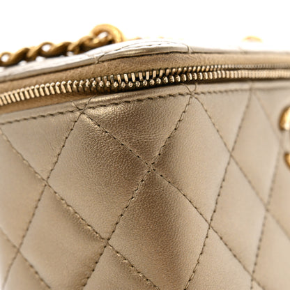 Chanel Metallic Lambskin Quilted Small CC Vanity Case With Chain Gold Gold 14 of 14