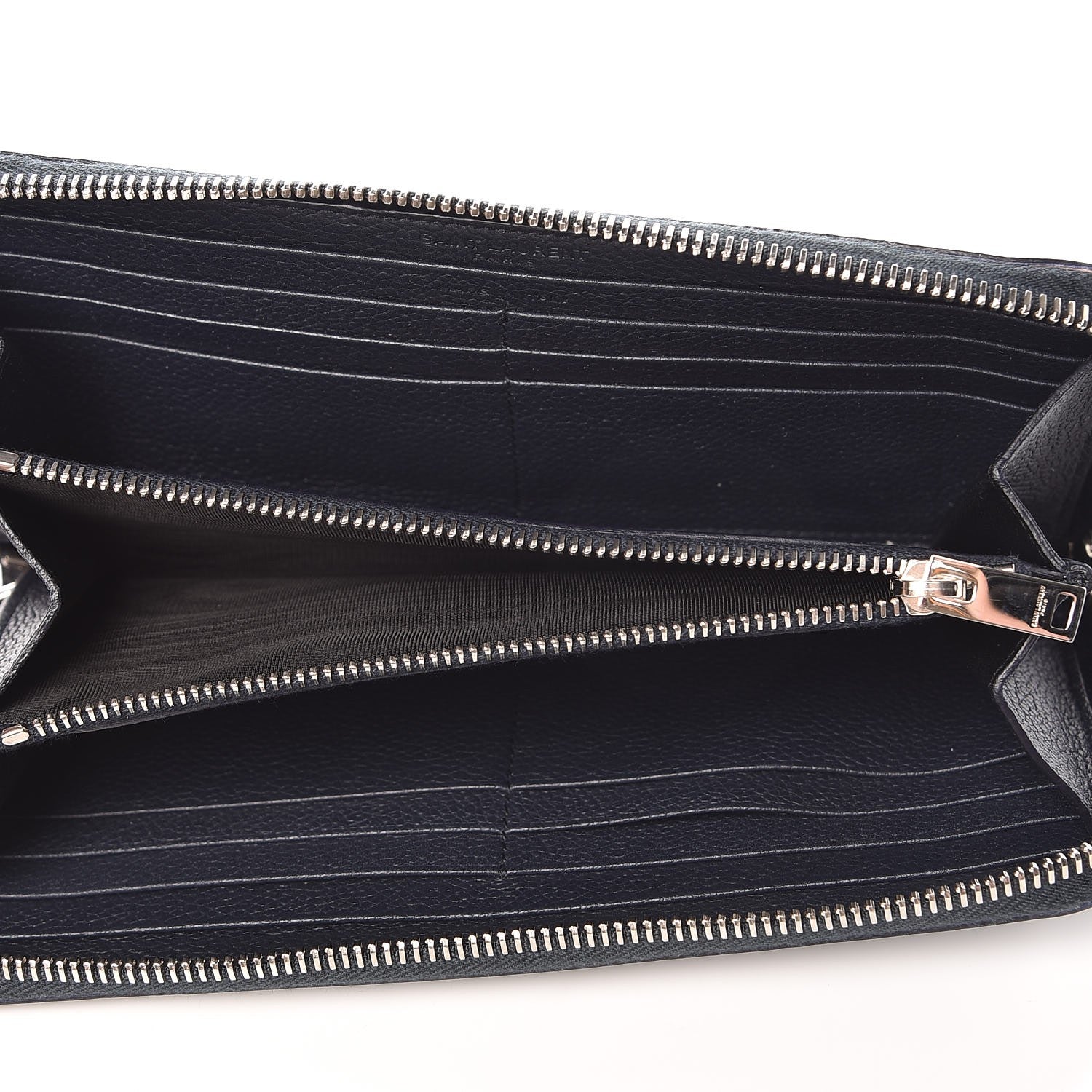 Saint Laurent Grained Calfskin Rive Gauche Zip Around Wallet Deep Marine 5 of 9