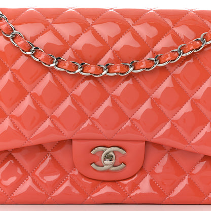 Chanel Patent Quilted Jumbo Double Flap Pink 8 of 14