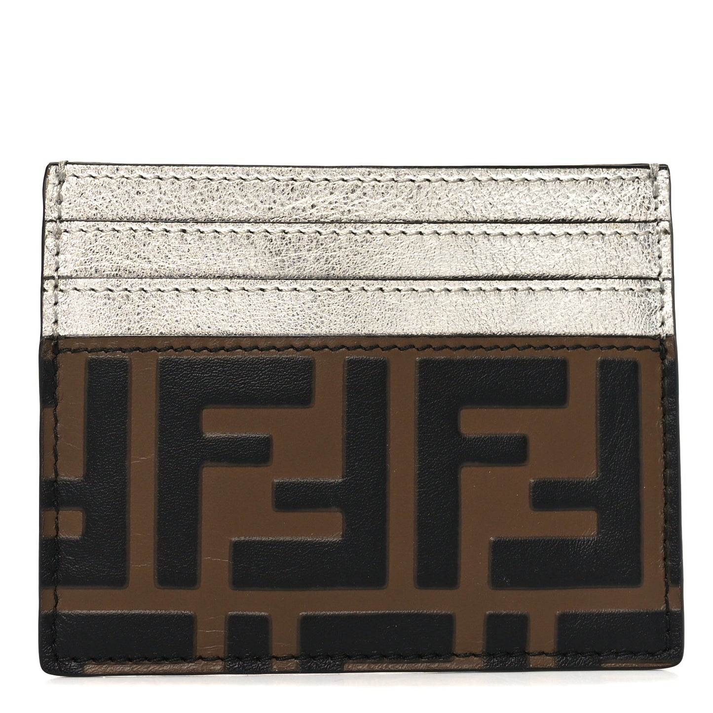 Vitello Cruise Bi-Color FF 1974 Embossed Card Holder Maya Black Argento