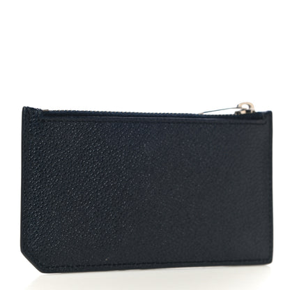 Saint Laurent Grained Calfskin 5 Fragments Zip Pouch Card Holder Deep Marine 3 of 9