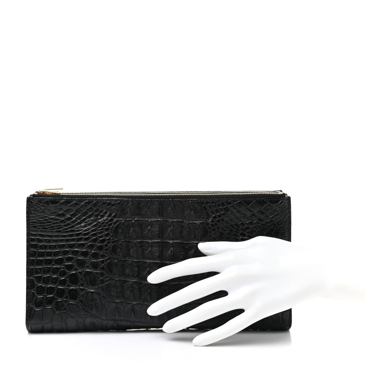 Celine Crocodile Embossed Calfskin Clutch Black 2 of 11