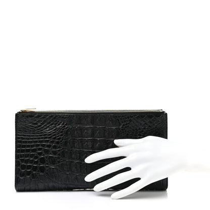 Celine Crocodile Embossed Calfskin Clutch Black 2 of 11