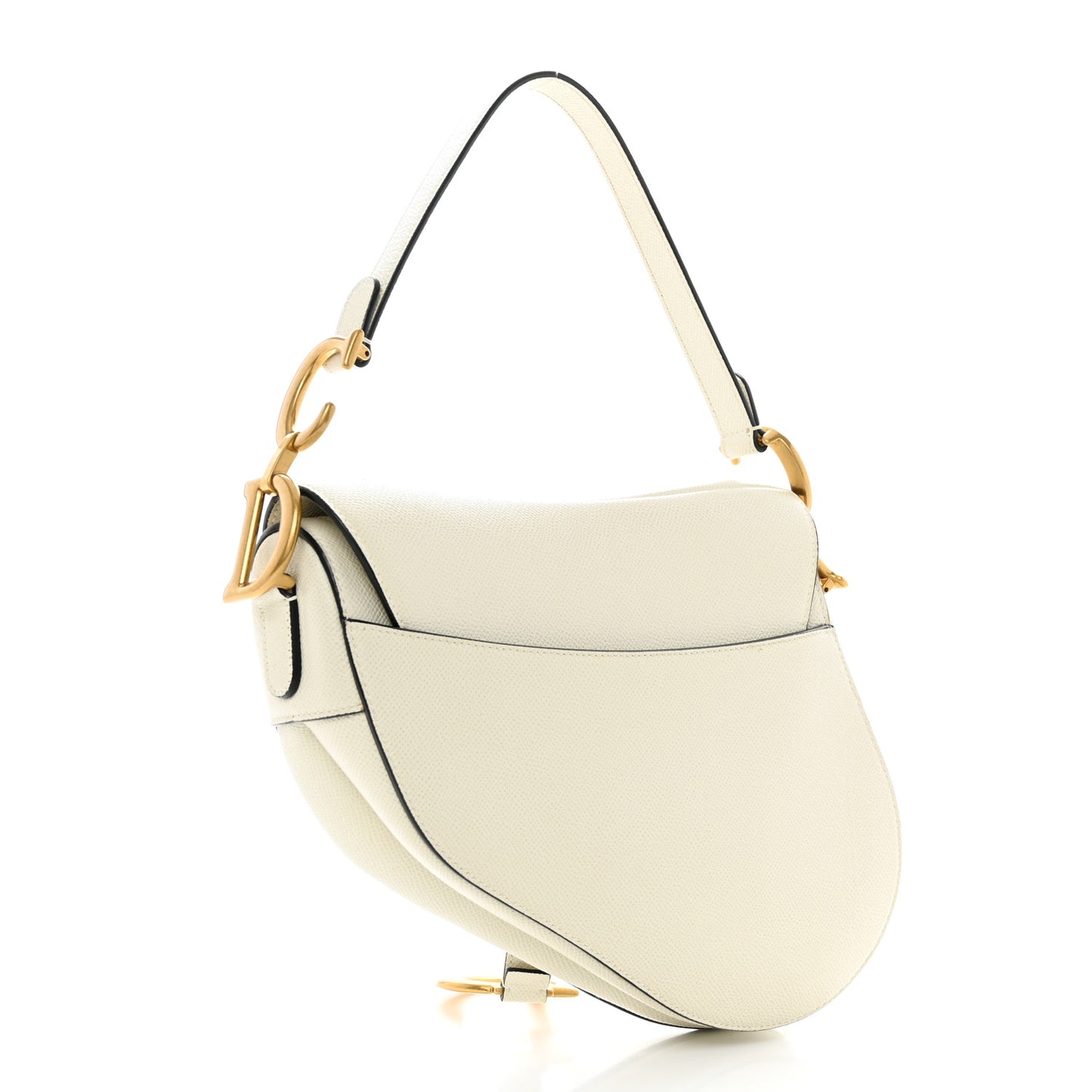 Grained Calfskin Saddle Bag White