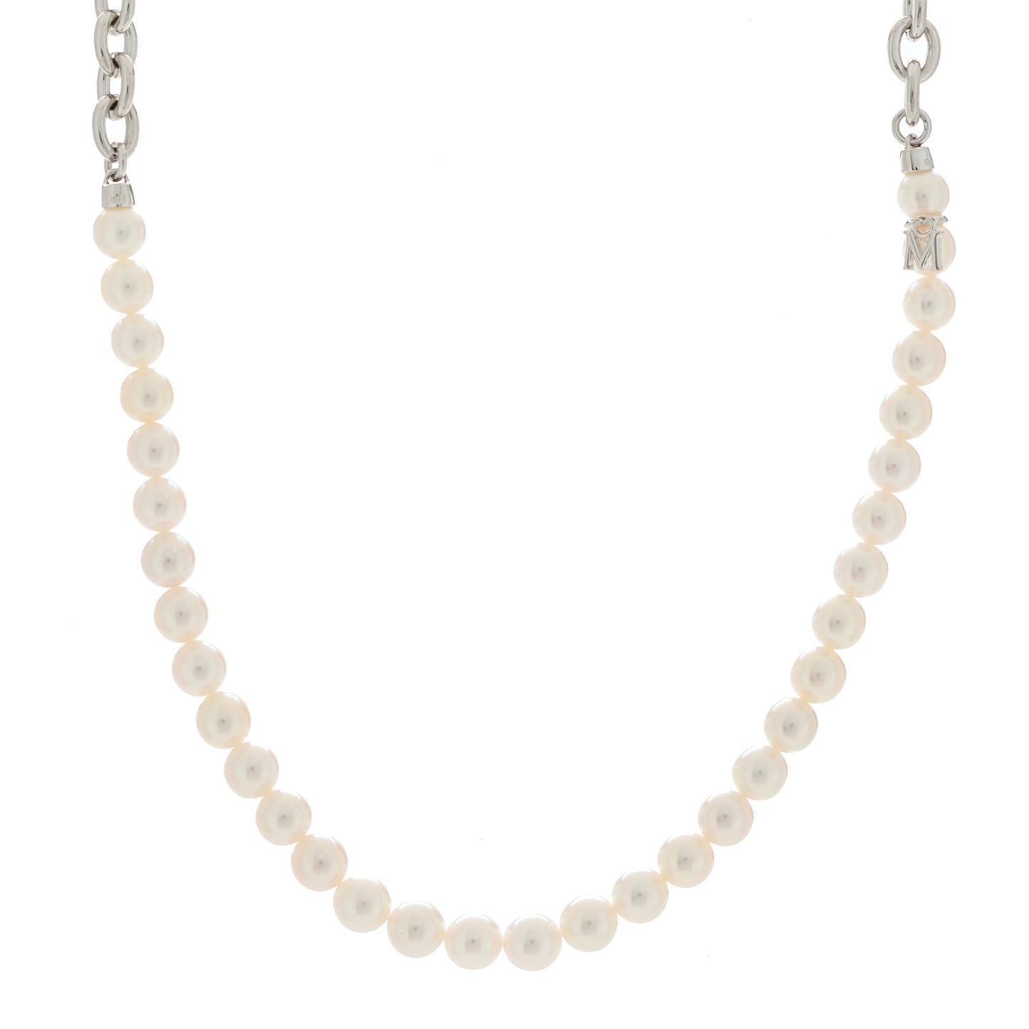 X COMME DE GARCON Sterling Silver Akoya Pearl 6-6.5mm Strand Necklace