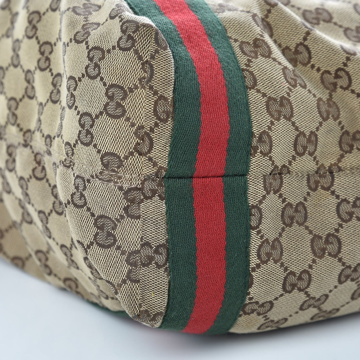 GG Monogram Medium Web Handle Vertical Tote Dark Brown