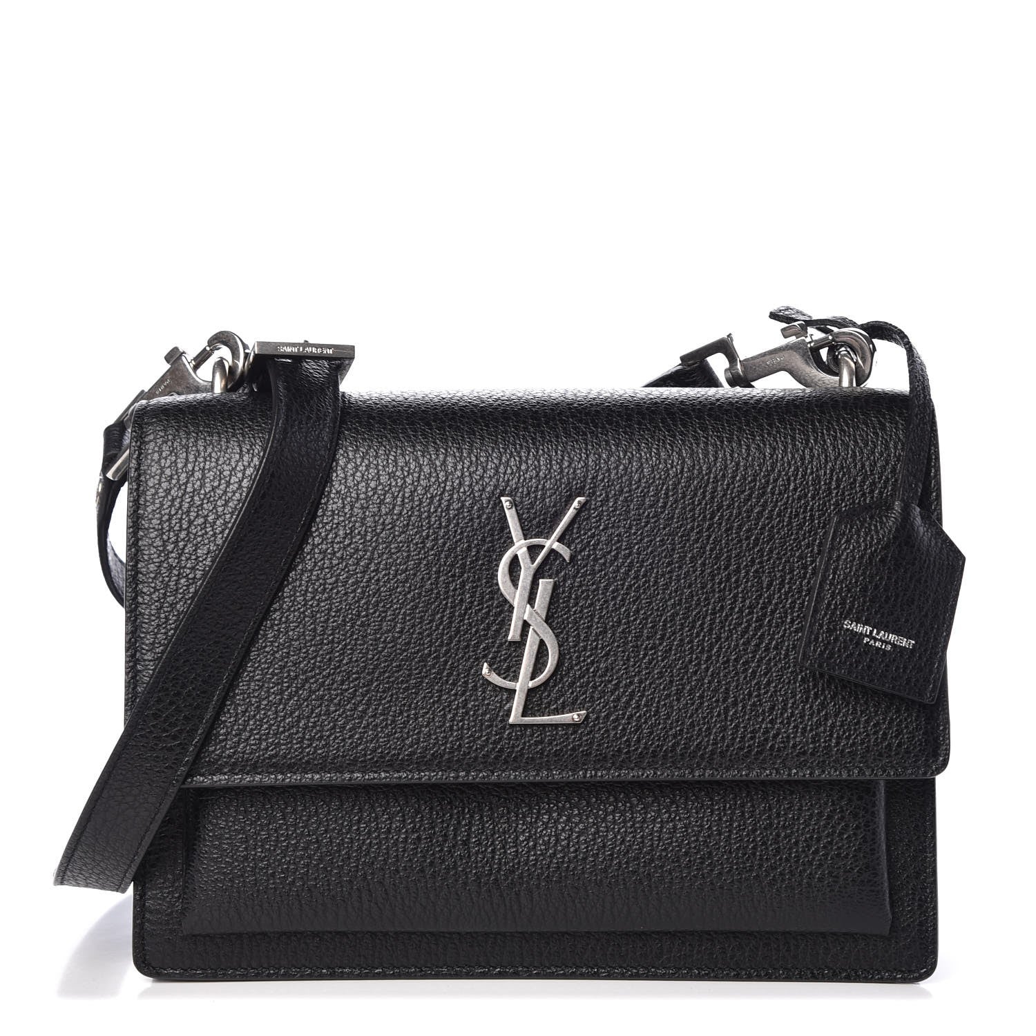 Saint Laurent Grained Calfskin Medium Monogram Sunset Satchel Black 1 of 7