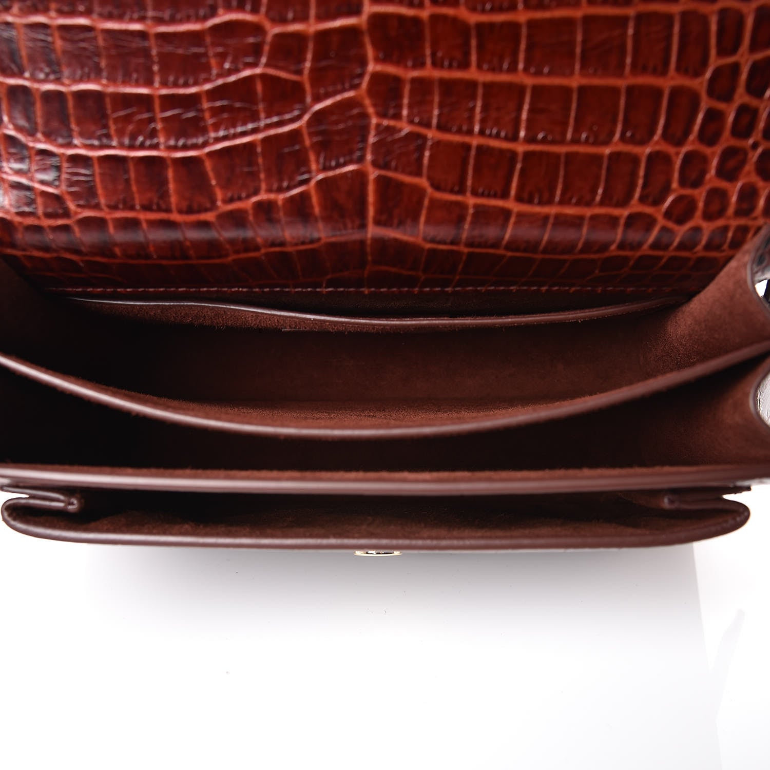 Saint Laurent Calfskin Crocodile Embossed Medium Monogram Sunset Amber 5 of 7