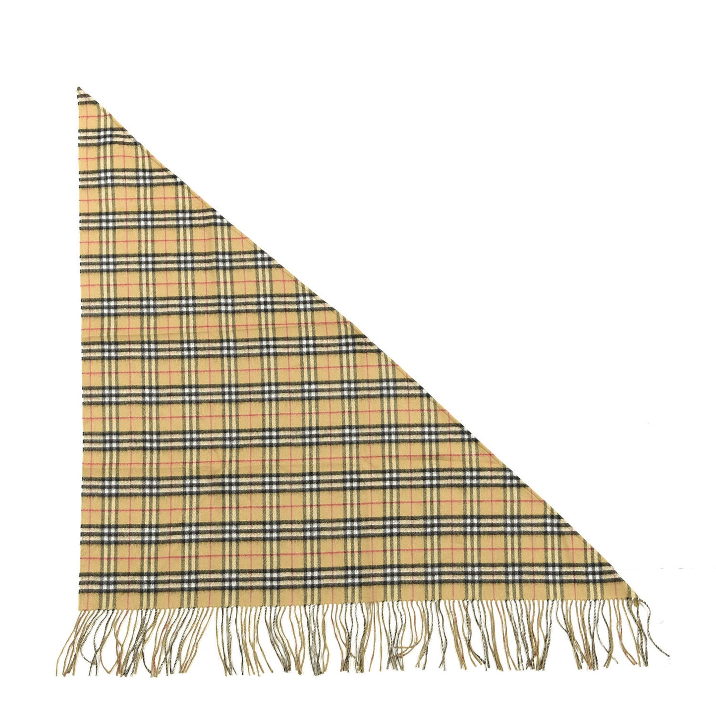 Cashmere Vintage Check Bandana Scarf Antique Yellow