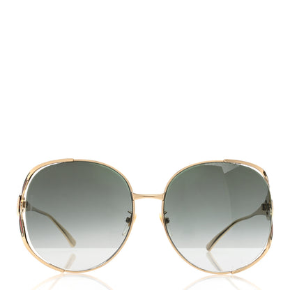 Gucci Metal Oversized Round Frame GG0225S Sunglasses Gold 2 of 8
