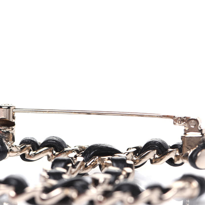 Chanel Lambskin Chain CC Brooch Black Gold 5 of 8