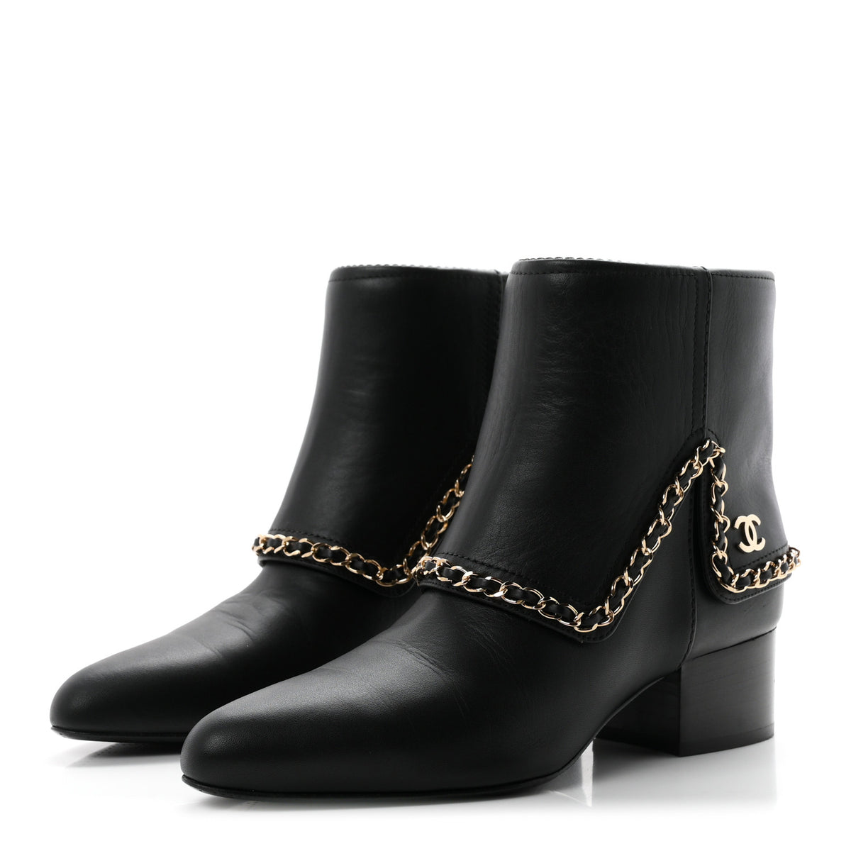 Chanel Calfskin Chain CC Short Boots 37 Black 4 of 9