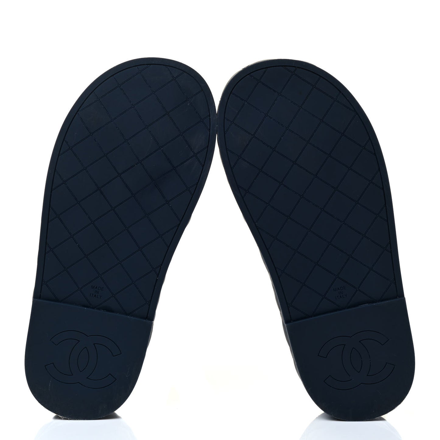 Lambskin Quilted CC Mules Sandals 37 Navy Blue