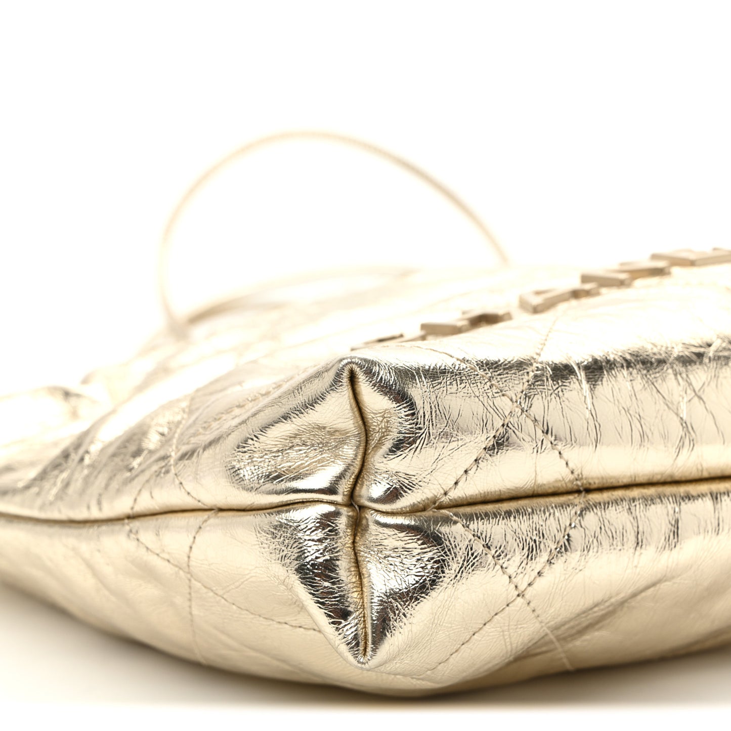 Metallic Calfskin Quilted Mini Chanel 22 Golden