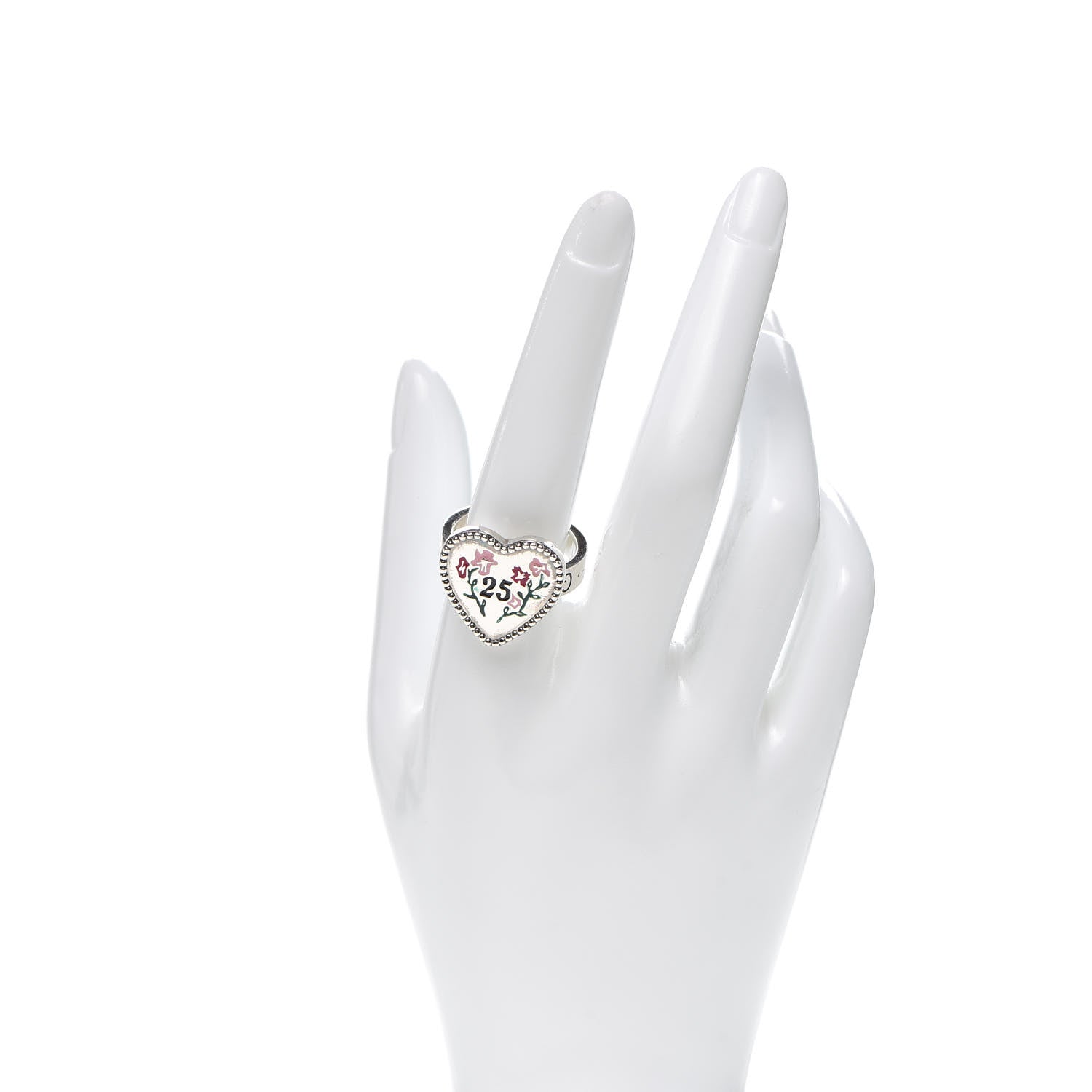 Gucci Sterling Silver Heart 25 Ring 61 9.5 2 of 7