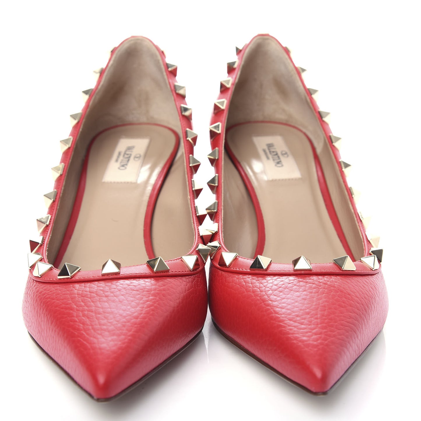 Pebbled Calfskin Rockstud 50mm Pumps 39 Rouge Pur