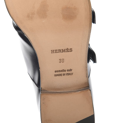 Hermes Tuscan Calfskin Womens Stanford Derby Loafers 39 Black 6 of 8
