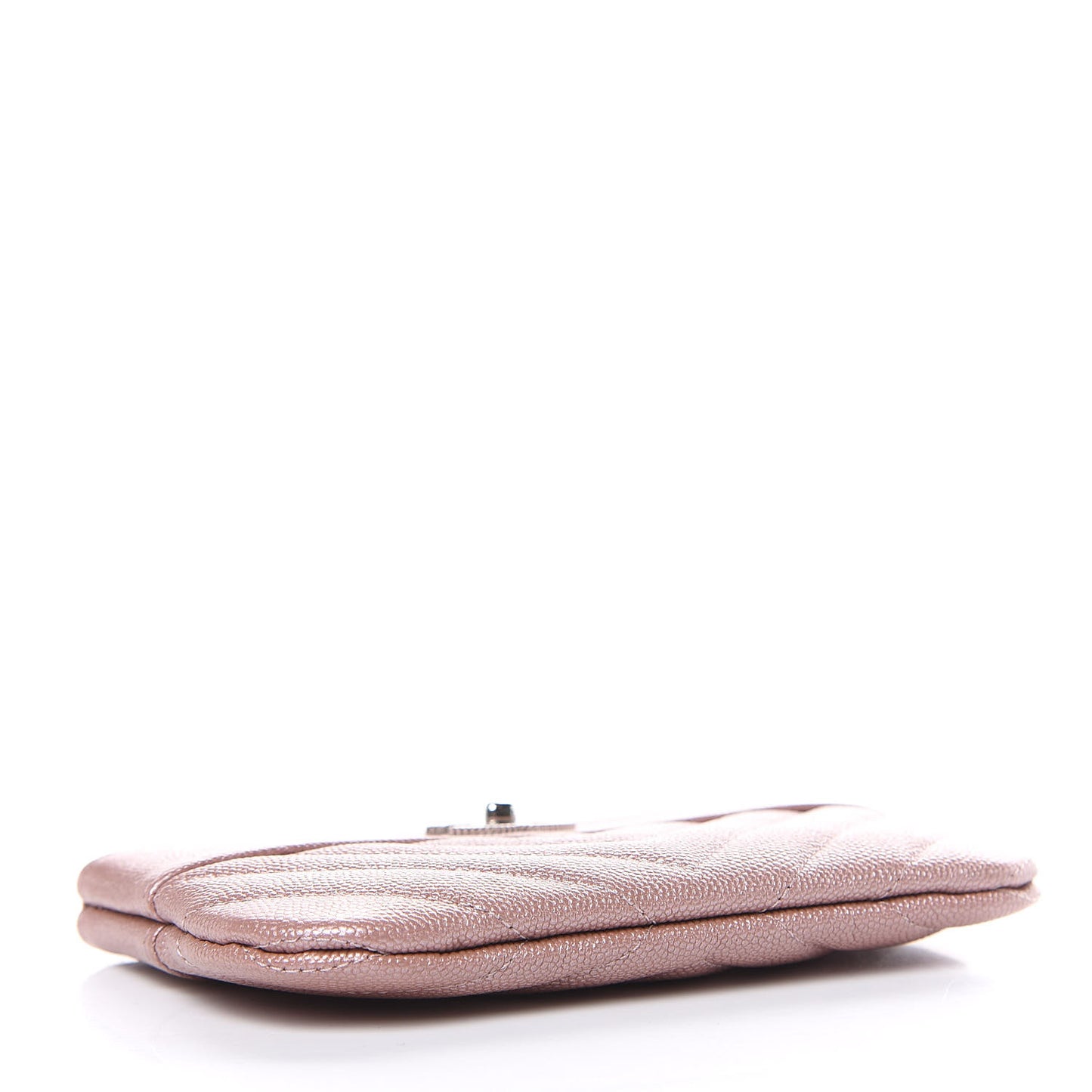 Metallic Caviar Chevron Quilted Small Vintage Mademoiselle Cosmetic Case Pink