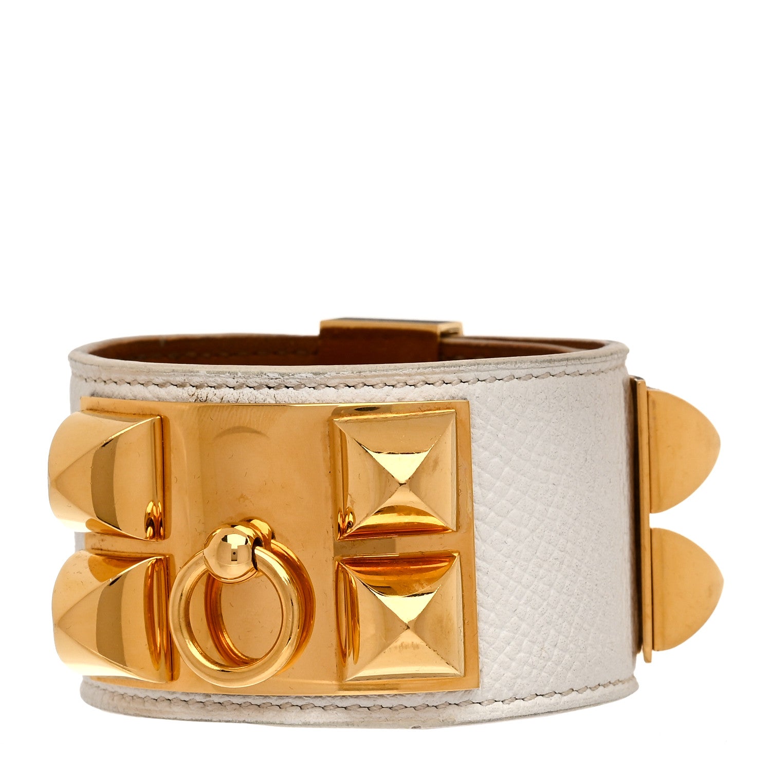 Hermes Epsom Collier de Chien CDC Bracelet S White 1 of 7
