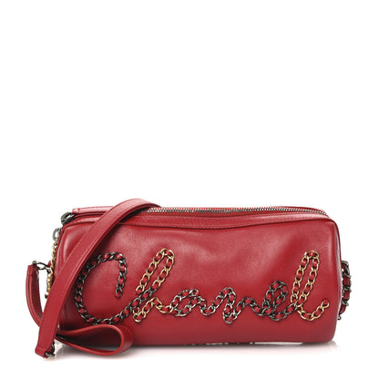 Chanel Calfskin Chain 20s Signature Bowling Bag Red 1 of 9