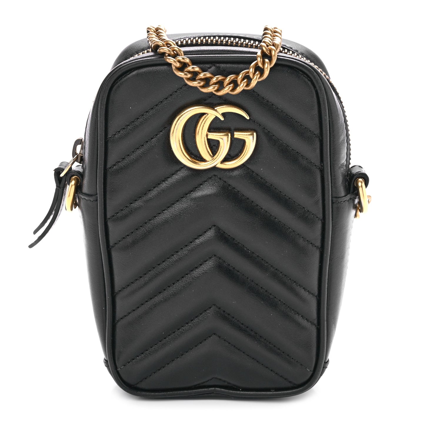 Calfskin Matelasse Mini GG Marmont Crossbody Bag Black