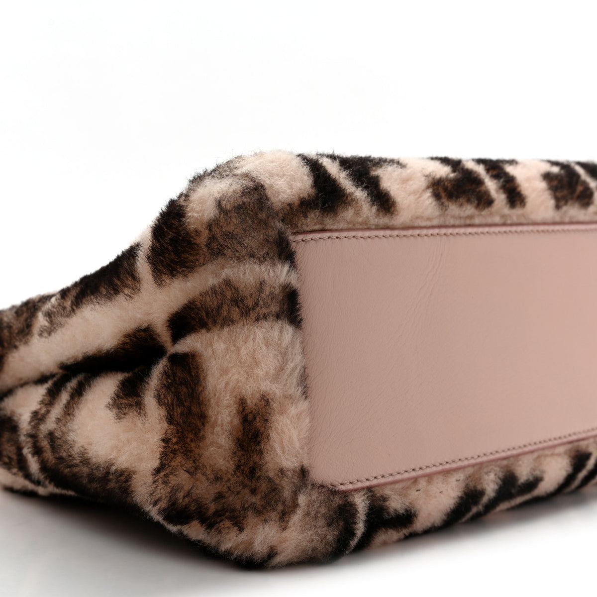 Shearling Nappa Macro FF 1974 Mini Peekaboo Iconic Satchel Light Rose Black
