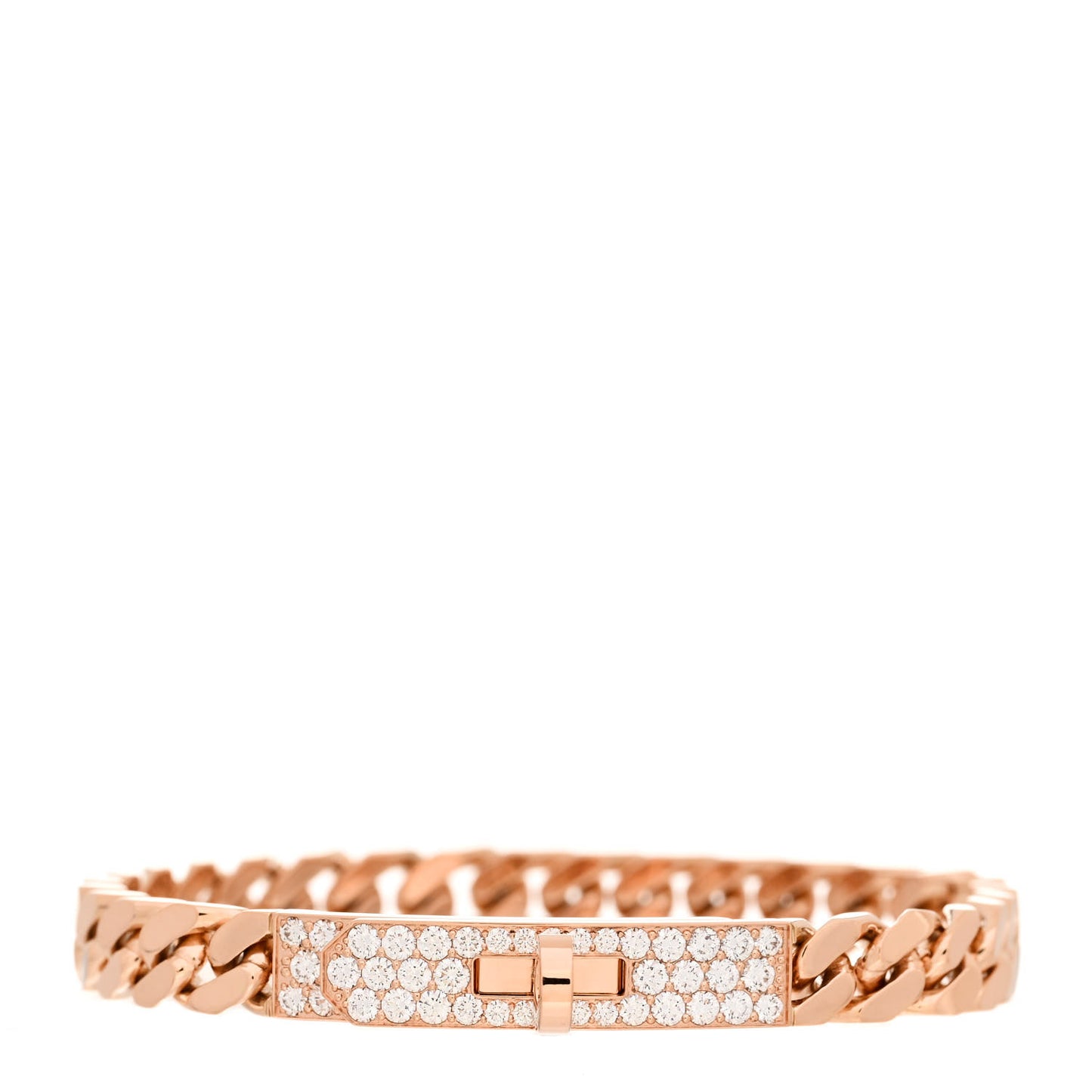 18K Rose Gold Diamond PM Kelly Gourmette Bracelet SH