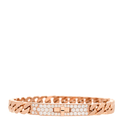 Hermes 18K Rose Gold Diamond PM Kelly Gourmette Bracelet SH 1 of 4
