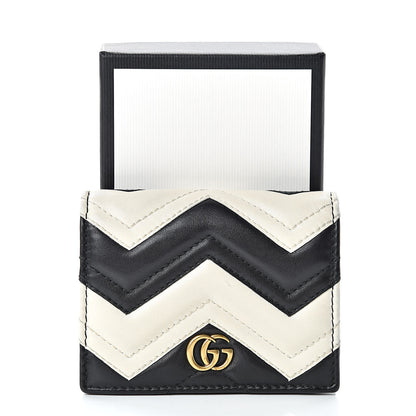 Gucci Calfskin Matelasse GG Marmont Card Case Wallet Black White 9 of 9
