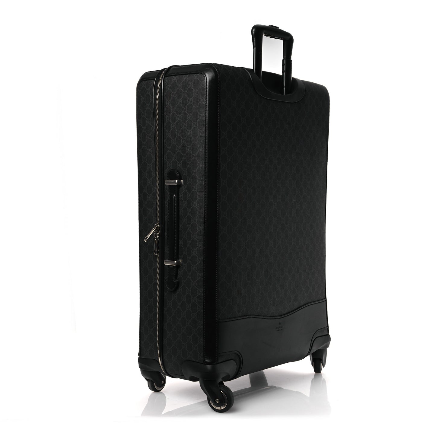 GG Supreme Monogram Large Four Wheel Suitcase Black Grey