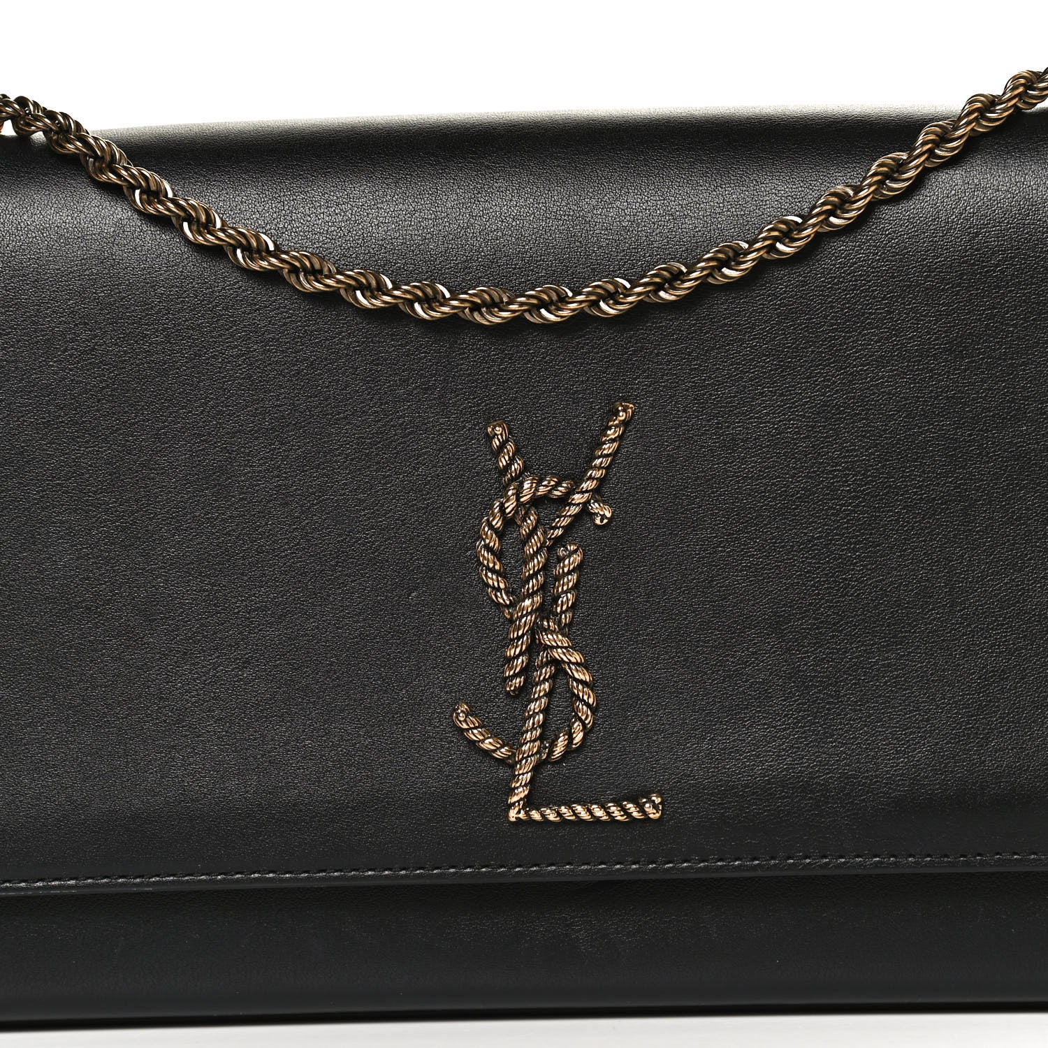 Saint Laurent Smooth Calfskin Medium Braided Monogram Kate Satchel Black 8 of 10