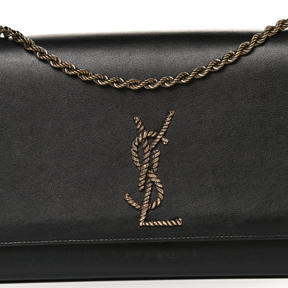 Saint Laurent Smooth Calfskin Medium Braided Monogram Kate Satchel Black 8 of 10