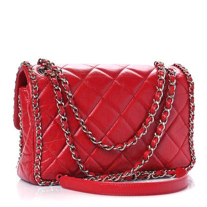 Chanel Crumpled Calfskin Medium Chain All Over Flap Red 3 of 9