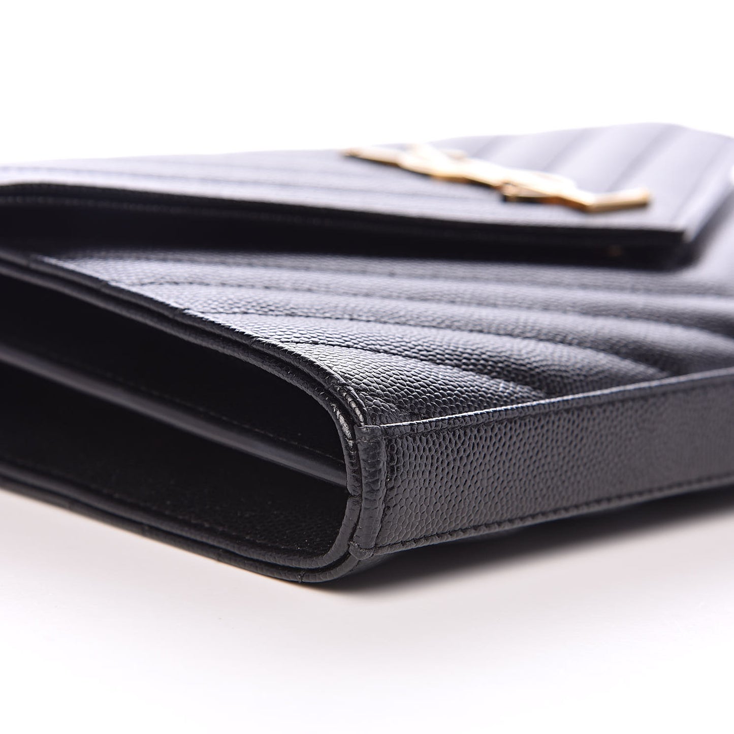 Grain De Poudre Matelasse Chevron Monogram Chain Wallet Black