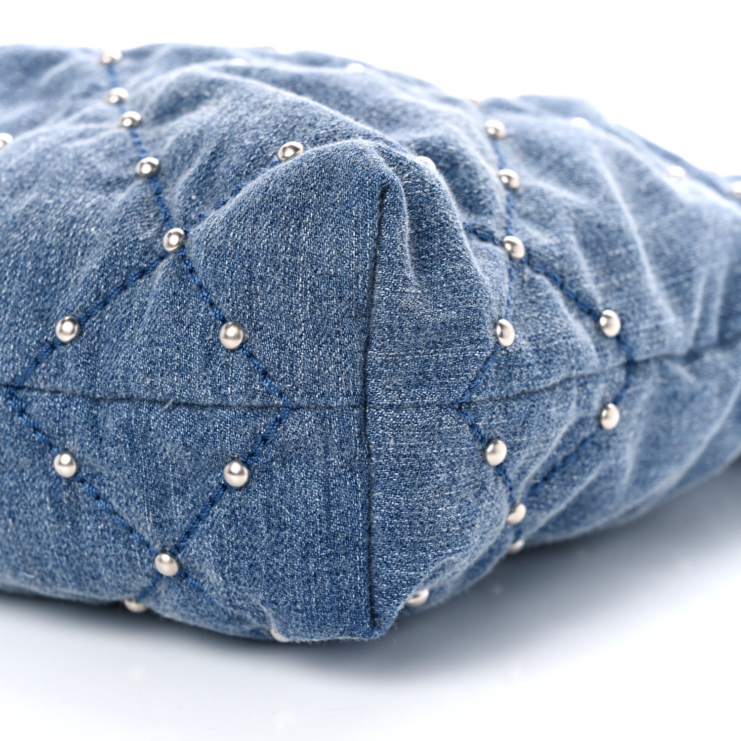 Chanel Washed Denim Quilted Studded Small Chanel 22 Blue 11 of 11