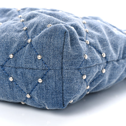 Chanel Washed Denim Quilted Studded Small Chanel 22 Blue 11 of 11