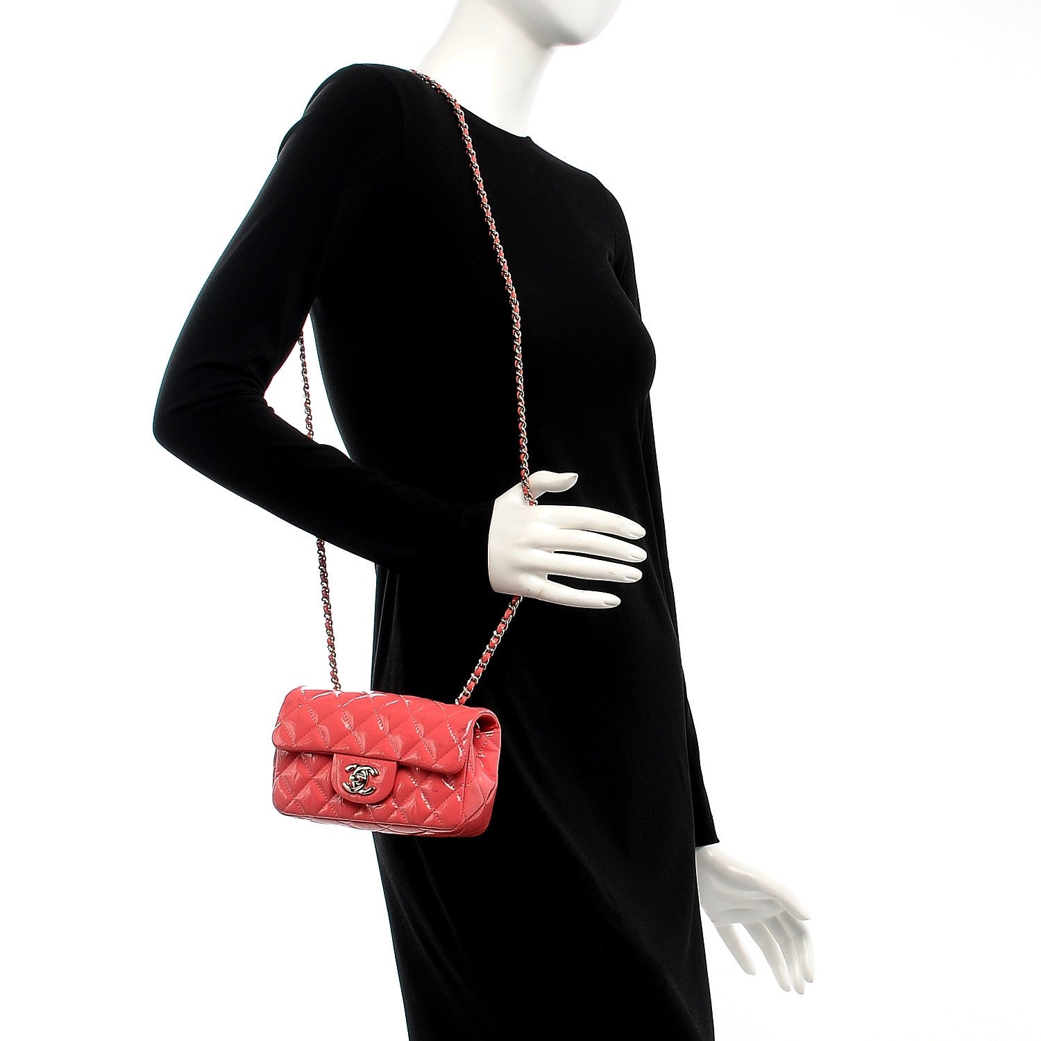 Chanel Patent Calfskin Quilted Extra Mini Rectangular Flap Pink 2 of 11
