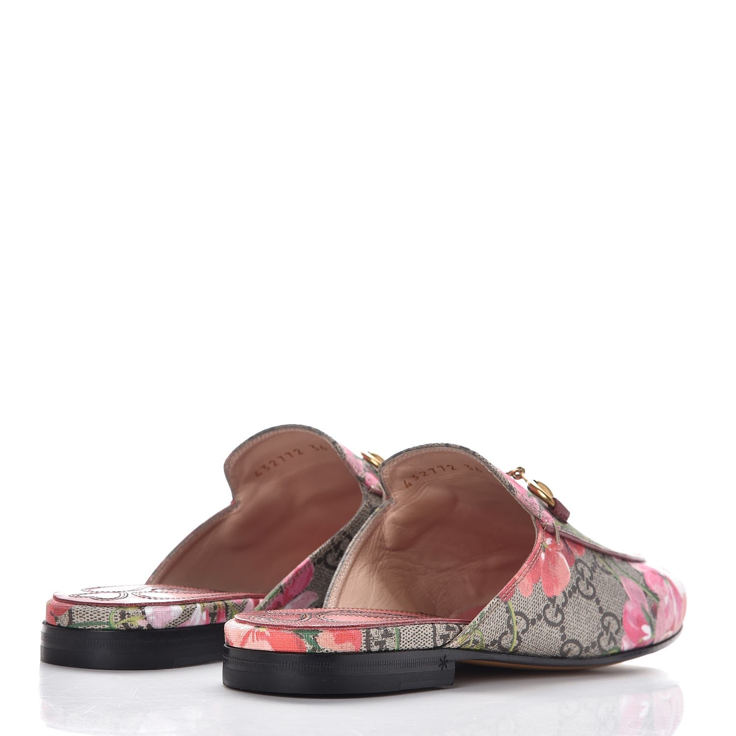 Gucci GG Supreme Monogram Blooms Womens Princetown Slippers 36 Beige Multicolor Dry Rose 4 of 9